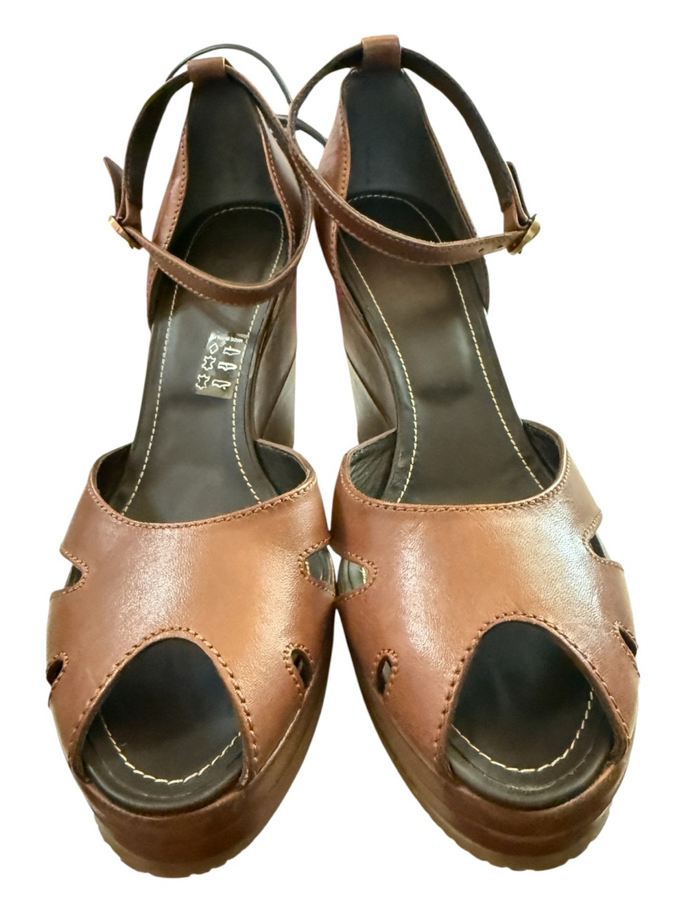 Hogan Block Sandal Ankle Strap Cocoa Wedge EU 39 US Women’s 8 NIB